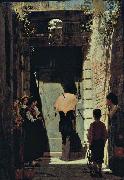 unknow artist, Ingresso di una casa patrizia a Venezia, oil painting by Giacomo Favretto